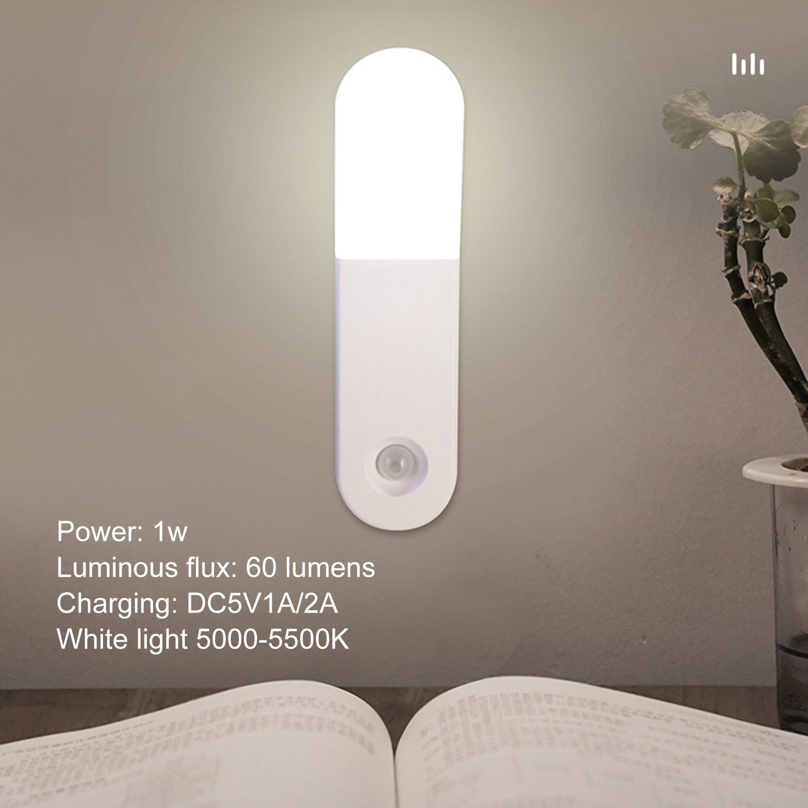 Rechargeable Bettery Human Body Induction USB Night Light Sensor Light