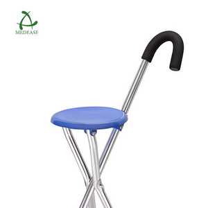 Portable Dexterous Three-legged Medical Cane Portable Old Man Mountaineering Bench Folding Climbing Chair Walking Sticks