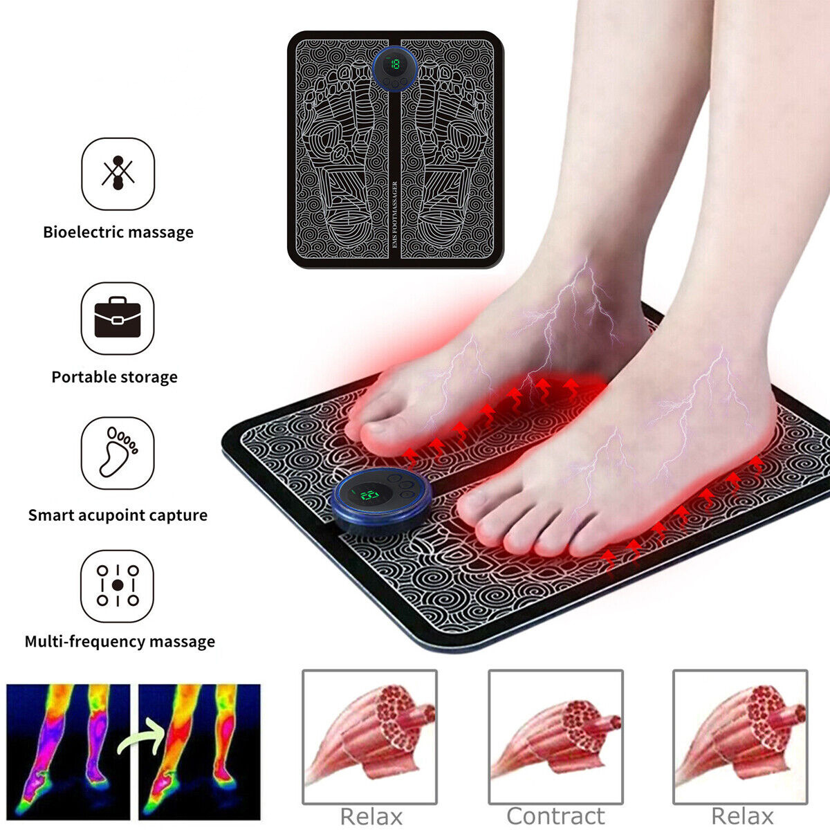 Hot Products TENS Massage Pad Feet Muscle Stimulator Massage Mat Electric Vibrating EMS Electric Foot Massager