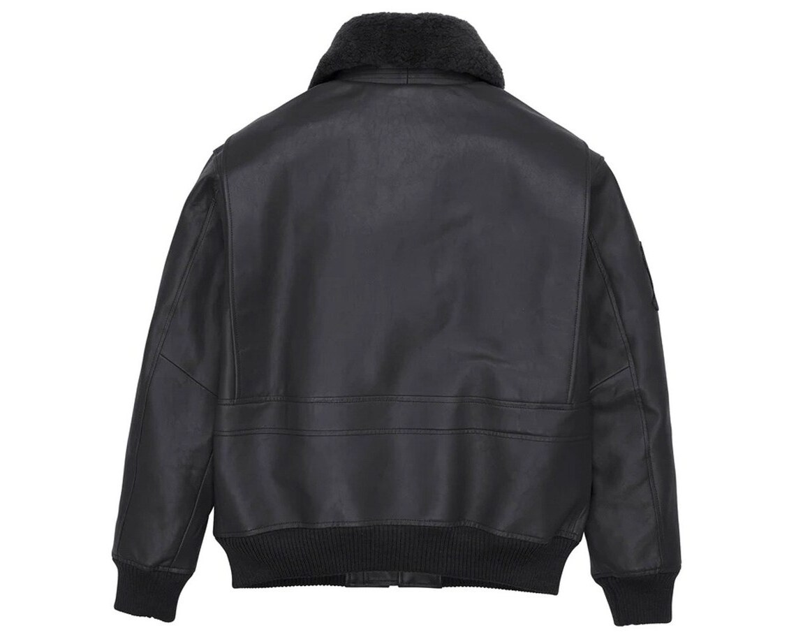 Men's Bomber Jacket All Cowhide Leather with Faux Chinchilla Fur Collar - Perfect Gift for Men, Husband, Boyfriend, Son