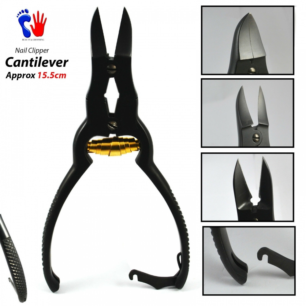 Cantilever Clipper Double Action Gold Barrel Spring Black Toenail Clipper Stainless Steel Podiatry Cantilever Clippers