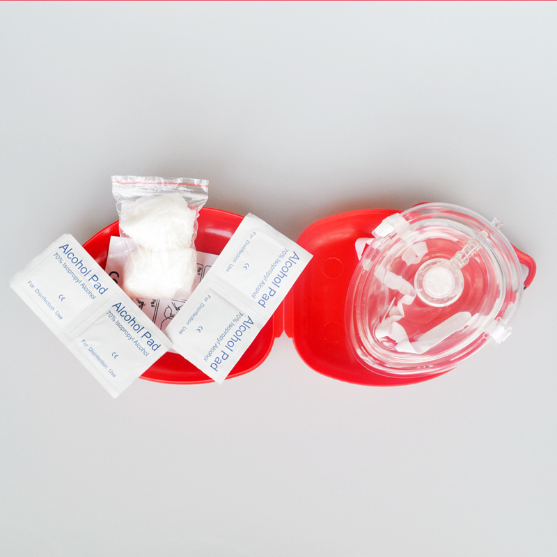 CPR Pocket Face Shield Rescue cpr kit Box Transparent One Way Valve with alcohol