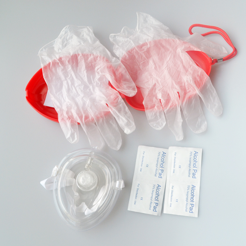 CPR Pocket Face Shield Rescue cpr kit Box Transparent One Way Valve with alcohol