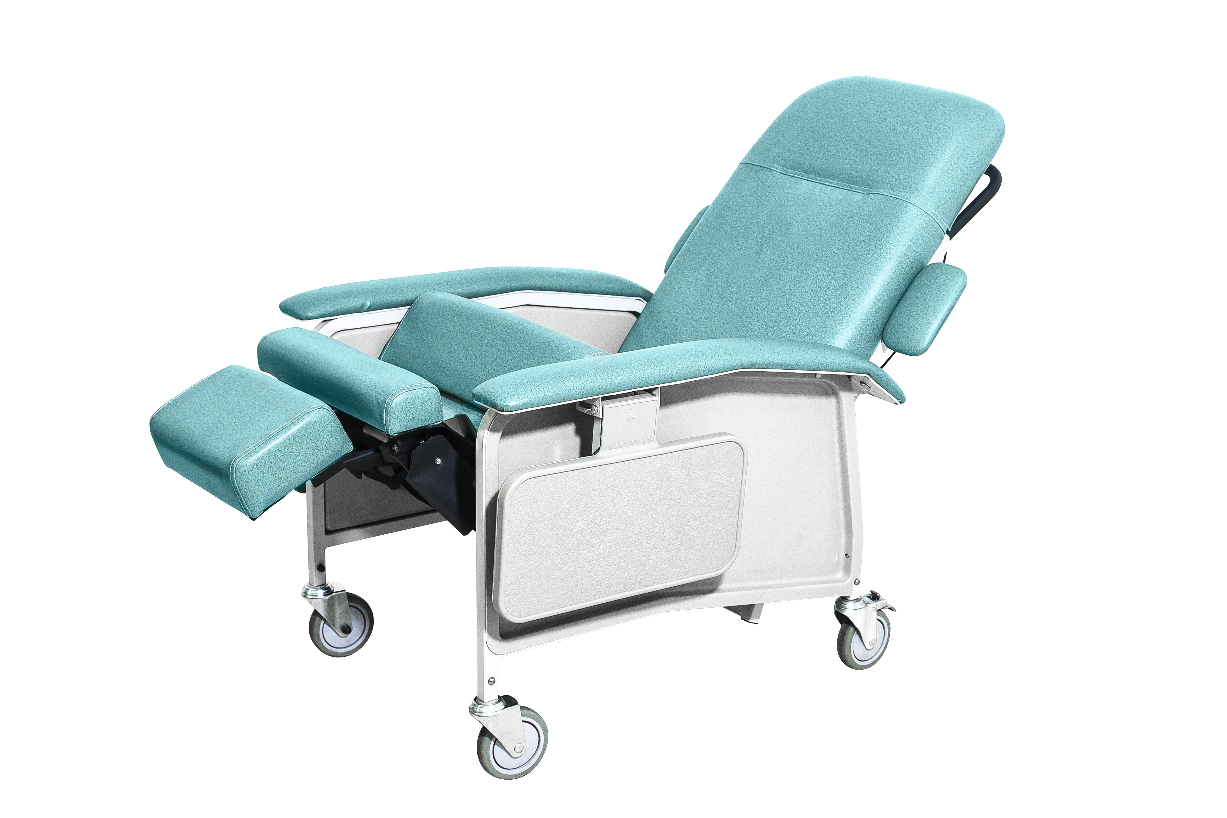 Hospital Medical Mobile Hydraulic Powered Extra-Wide Bariatric Reclining Phlebotomy Chair On Wheels