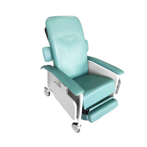 Hospital Medical Mobile Hydraulic Powered Extra-Wide Bariatric Reclining Phlebotomy Chair On Wheels