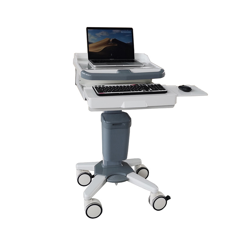 Used mobile adjustable rolling hospital grade laptop carts on wheels for medical offices