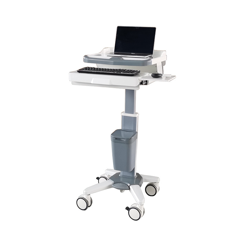 Used mobile adjustable rolling hospital grade laptop carts on wheels for medical offices