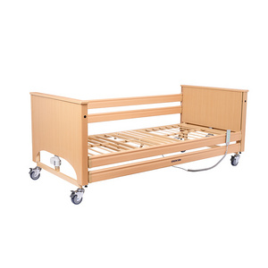 Folding Wooden Electric Adjustable 5-Function Home Nursing Profiling Care Bed For Elderly Patients