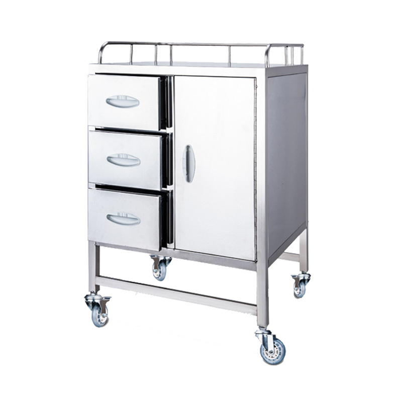 Movable Medical Stainless Steel Hospital Medicine Trolley Cart With Wheels