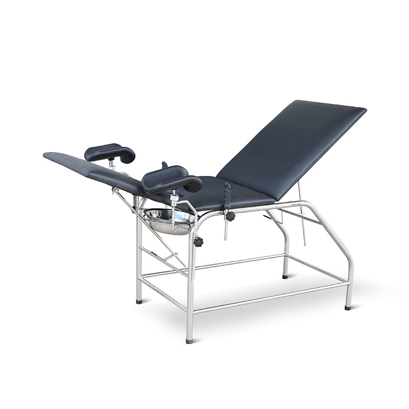 MC-C06 Stainless Steel Manual medical gynecology table examination table with stirrups gynae chair