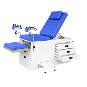 Manual Medical Gynecology Table Exam Table With Storage Drawers And Stirrups