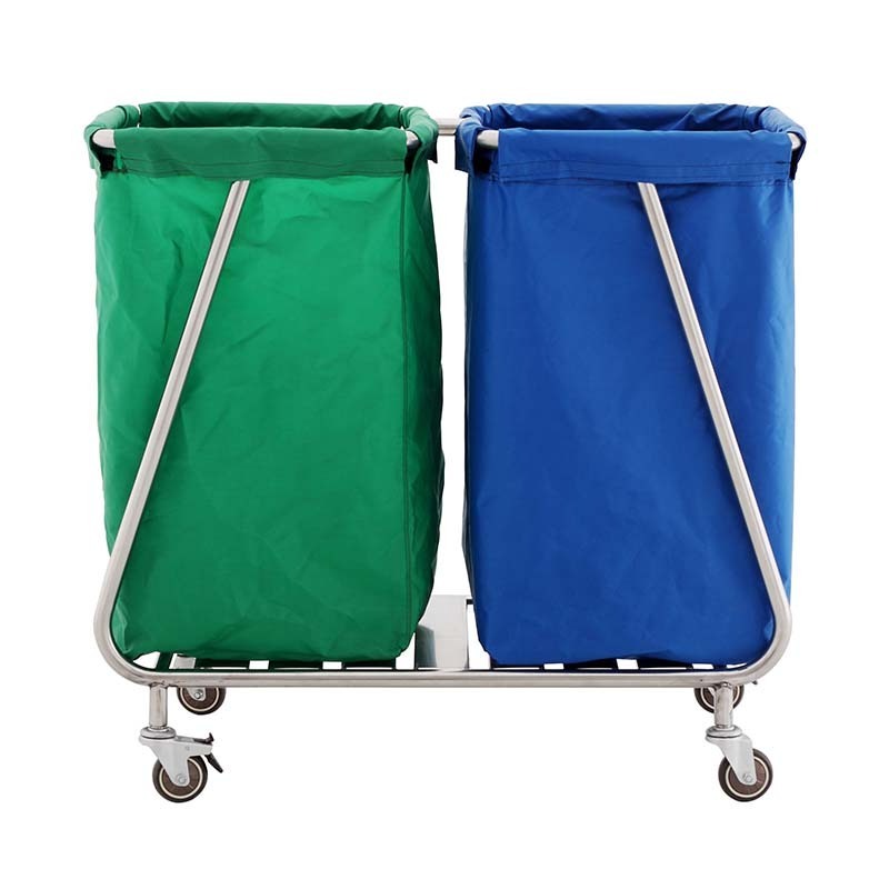 Hospital Stainless steel dirty linen trolley, Heavy Duty laundry Collection housekeeping trolleys