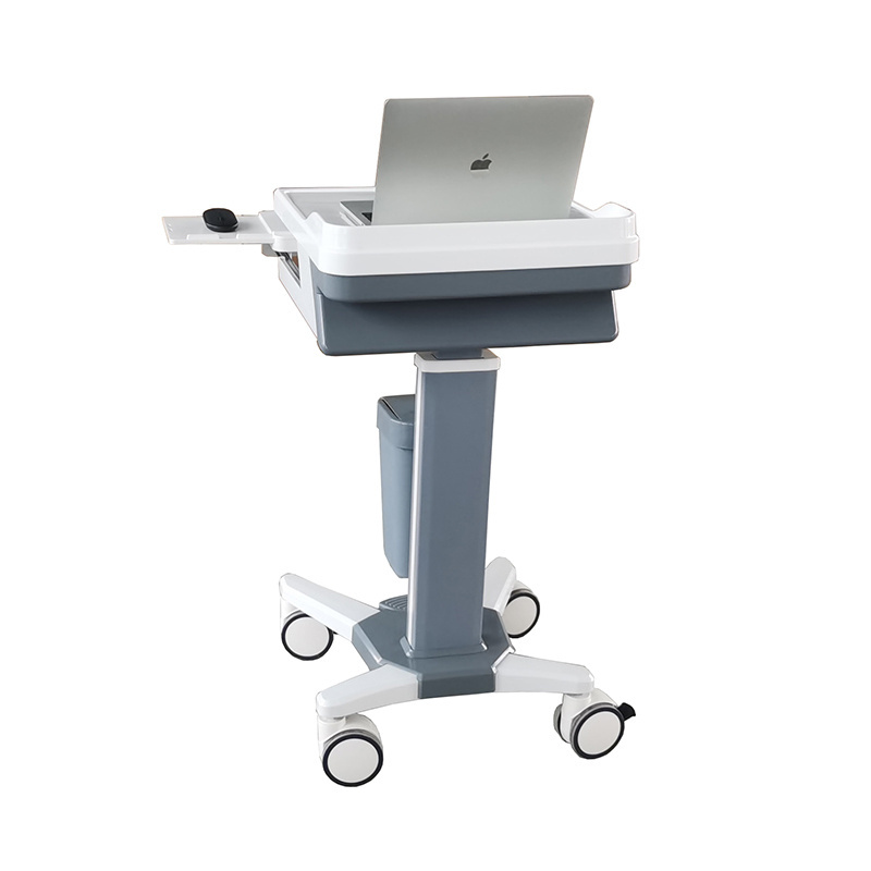 Used mobile adjustable rolling hospital grade laptop carts on wheels for medical offices