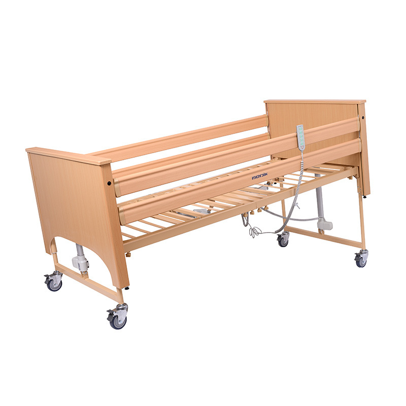 Folding Wooden Electric Adjustable 5-Function Home Nursing Profiling Care Bed For Elderly Patients