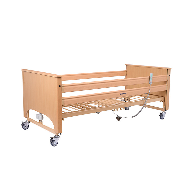 Folding Wooden Electric Adjustable 5-Function Home Nursing Profiling Care Bed For Elderly Patients