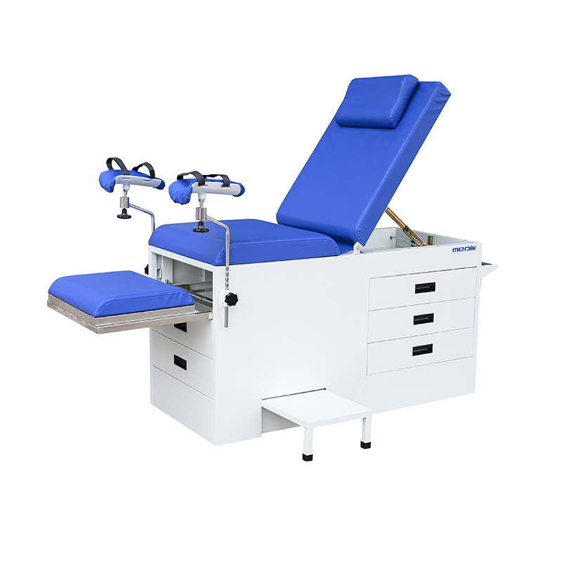 Manual Medical Gynecology Table Exam Table With Storage Drawers And Stirrups