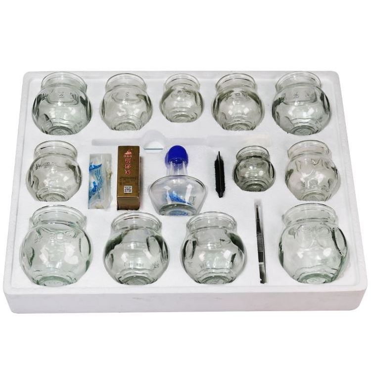 12 piece fire cupping kits chinese vacuum hijama massage therapy glass vacuum cupping set ventosas cups fire cupping glass set