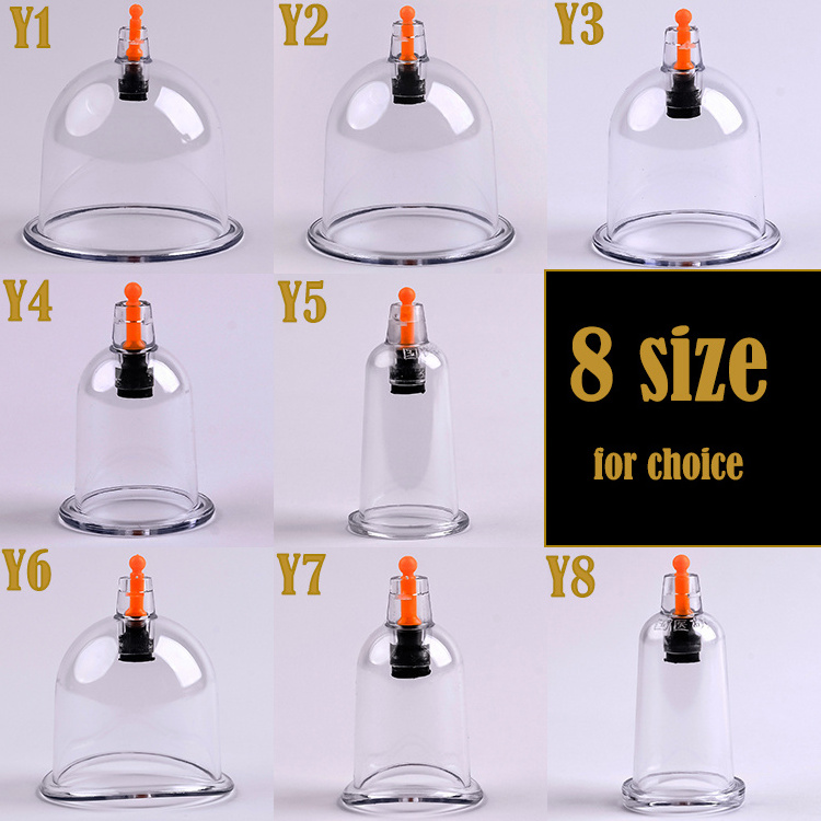 1000 Y1 MIX 6.1CM wholesale Hand pump disposable Hijama therapy vacuum cup set suction cupping massage for sale