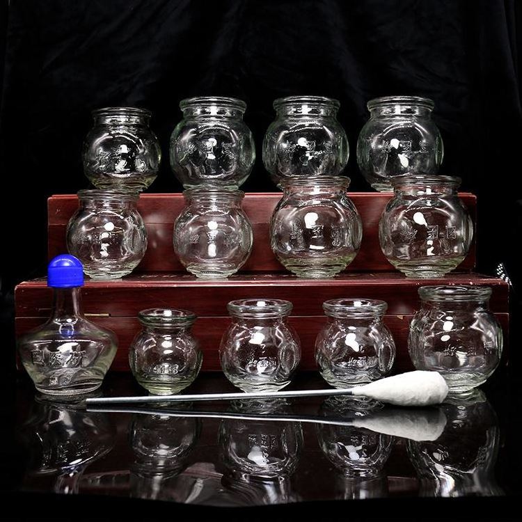 12 piece fire cupping kits chinese vacuum hijama massage therapy glass vacuum cupping set ventosas cups fire cupping glass set