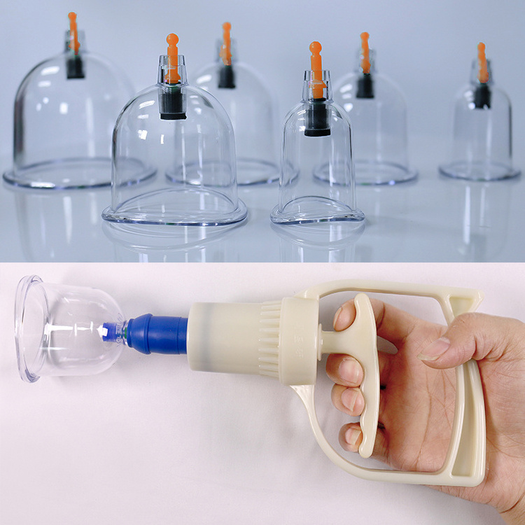 1000 Y1 MIX 6.1CM wholesale Hand pump disposable Hijama therapy vacuum cup set suction cupping massage for sale