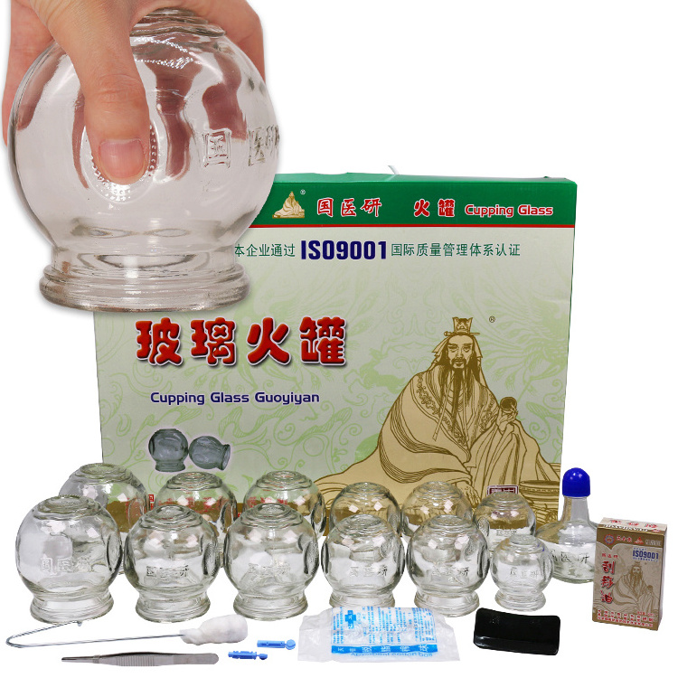 12 piece fire cupping kits chinese vacuum hijama massage therapy glass vacuum cupping set ventosas cups fire cupping glass set