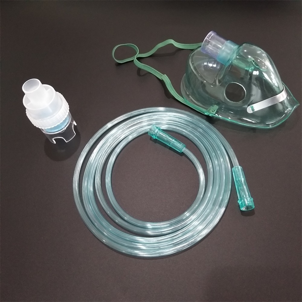 Disposable green medical PVC adult nebulizer mask