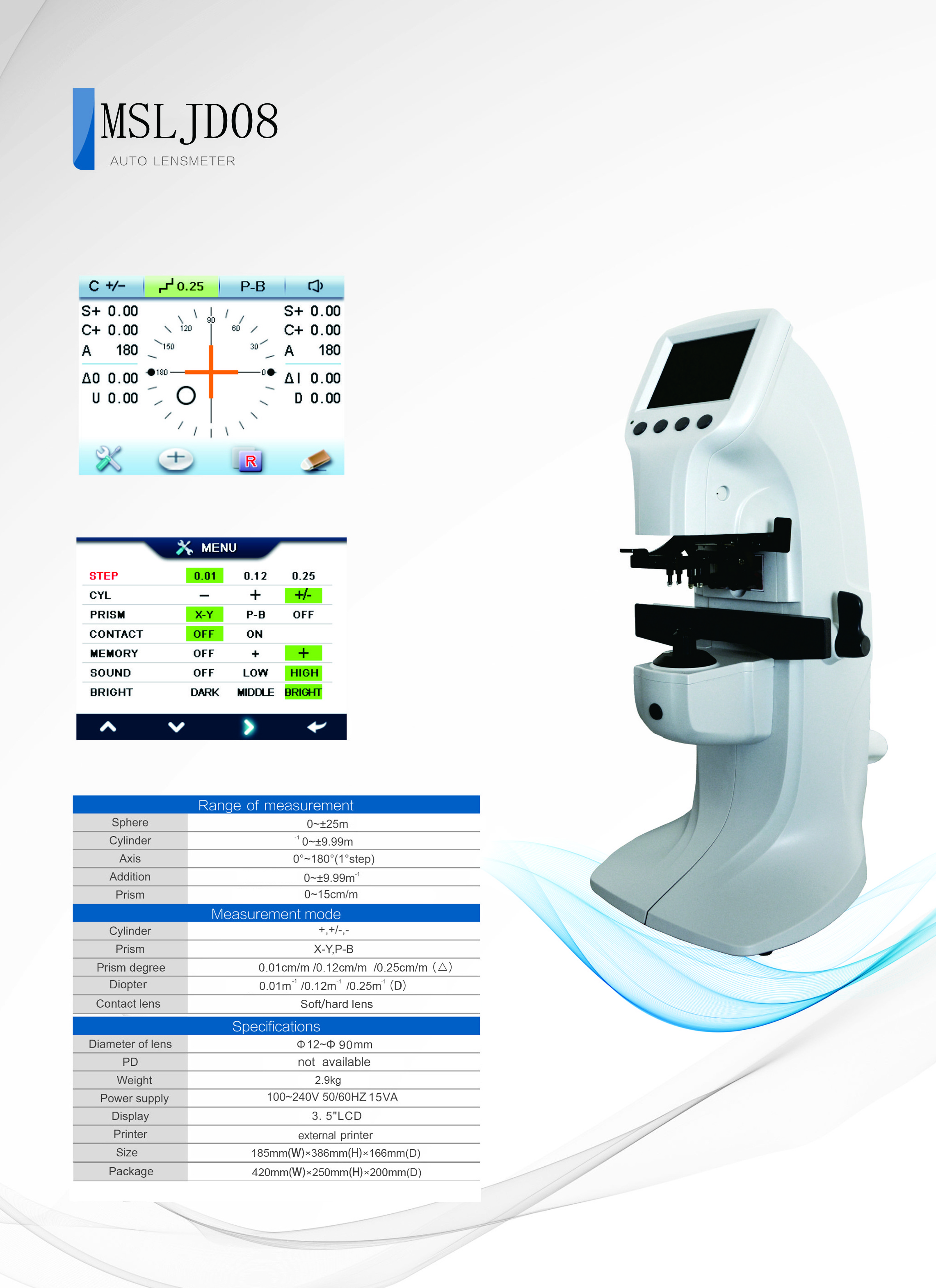 Optics Lens Meter Optical Instruments Focimeter Portable Automatic Lensometer Digital Auto Lensmeter