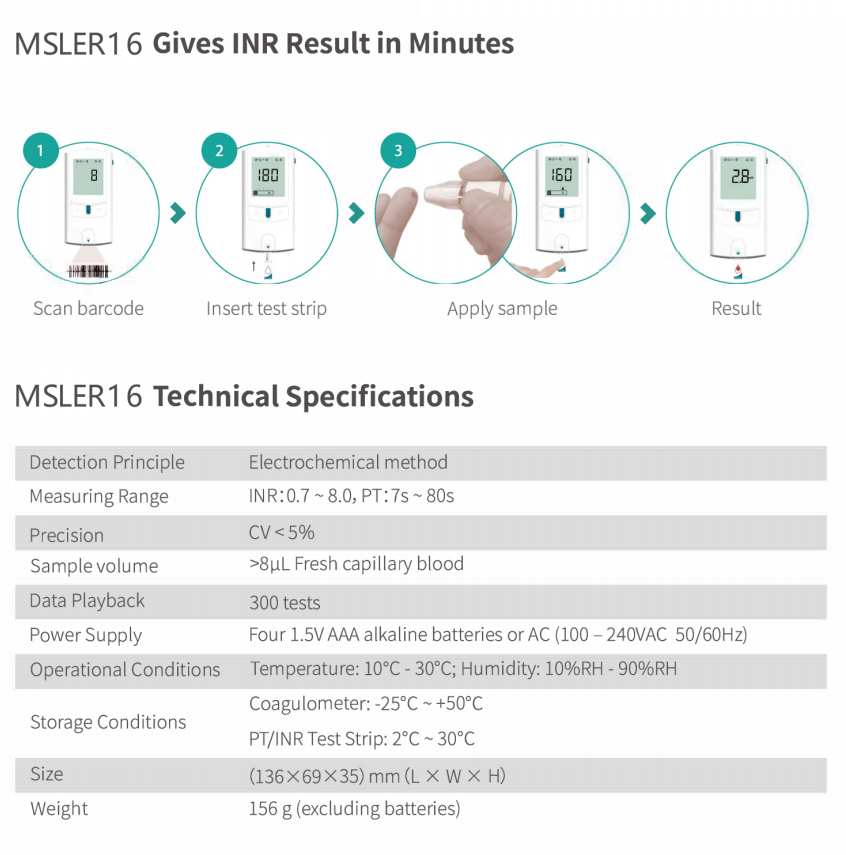 Handheld Blood Coagulometer Analyzer INR Self-Monitoring Coagulometer POCT Analyzer