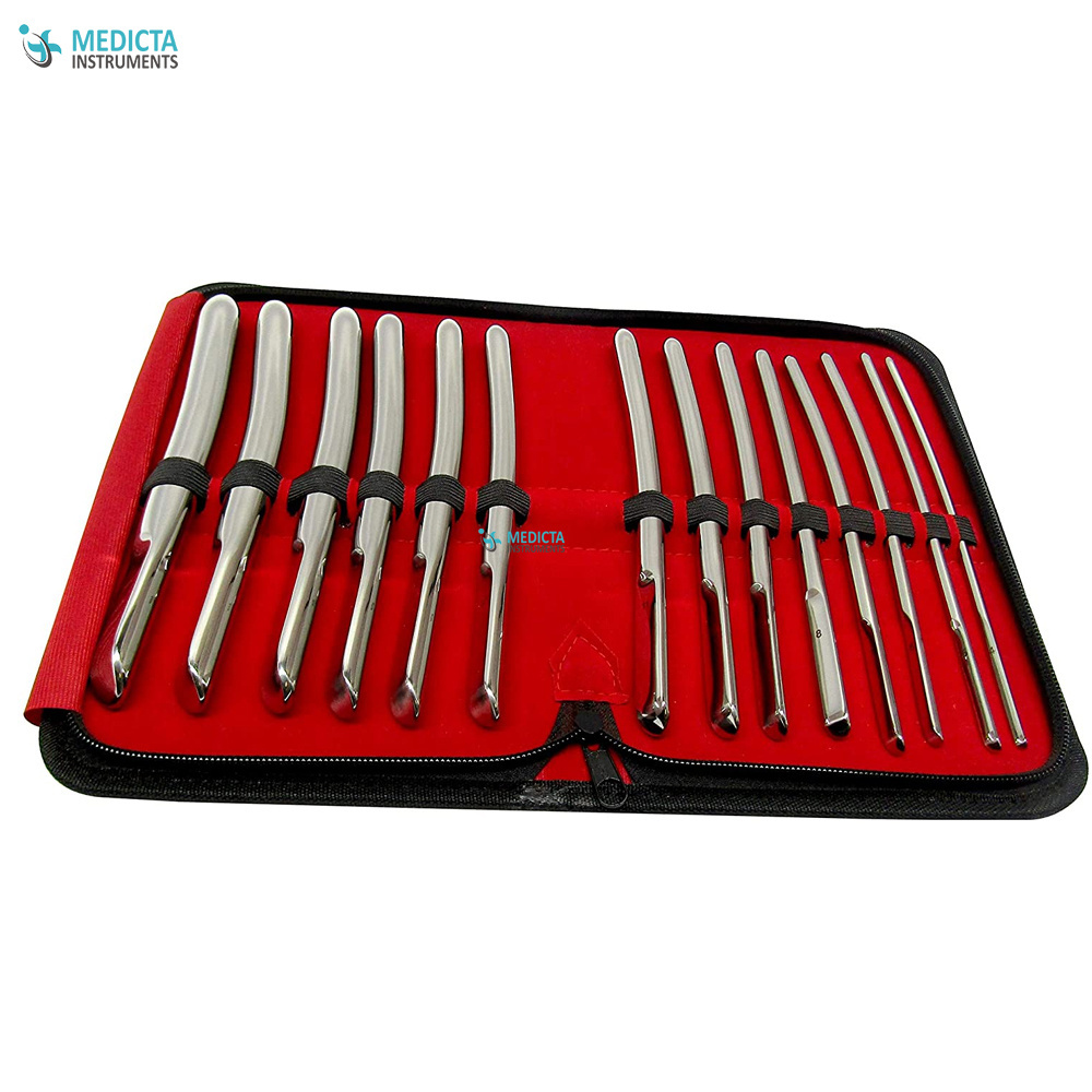 14 Pcs Set of Hegar Uterine Dilator Sounds Single Ended - Top Quality Gynecology Dilators