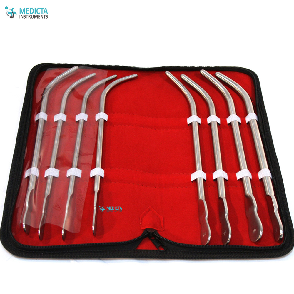 Van Buren Urethral Sounds 8 Pcs Set J-Shaped Curved - High Quality Gynecology Instruments