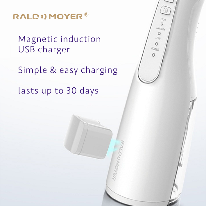 Raldmoyer Hot Selling Dental USB Oral Irrigator 6 Working Mode Teeth Cleaning Teeth And Braces Cordless Jet Pick  Water Floss