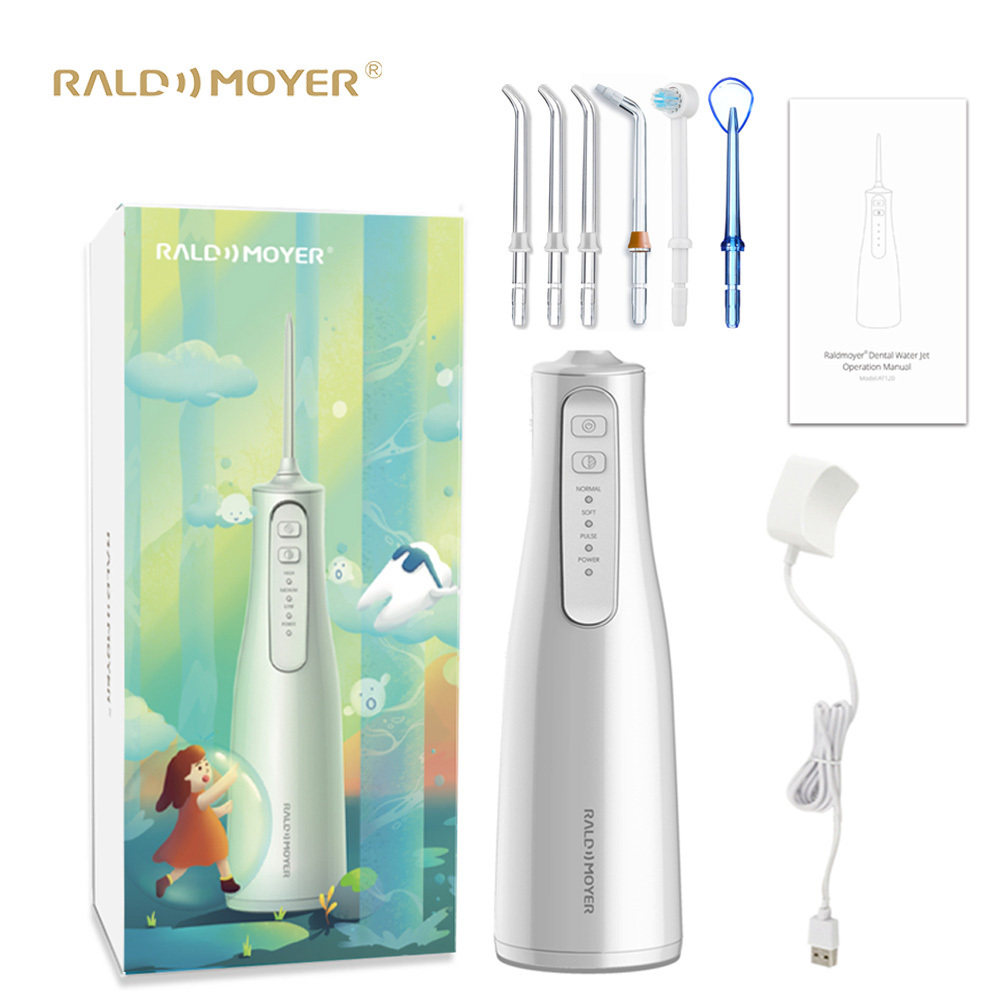 Raldmoyer Hot Selling Dental USB Oral Irrigator 6 Working Mode Teeth Cleaning Teeth And Braces Cordless Jet Pick  Water Floss