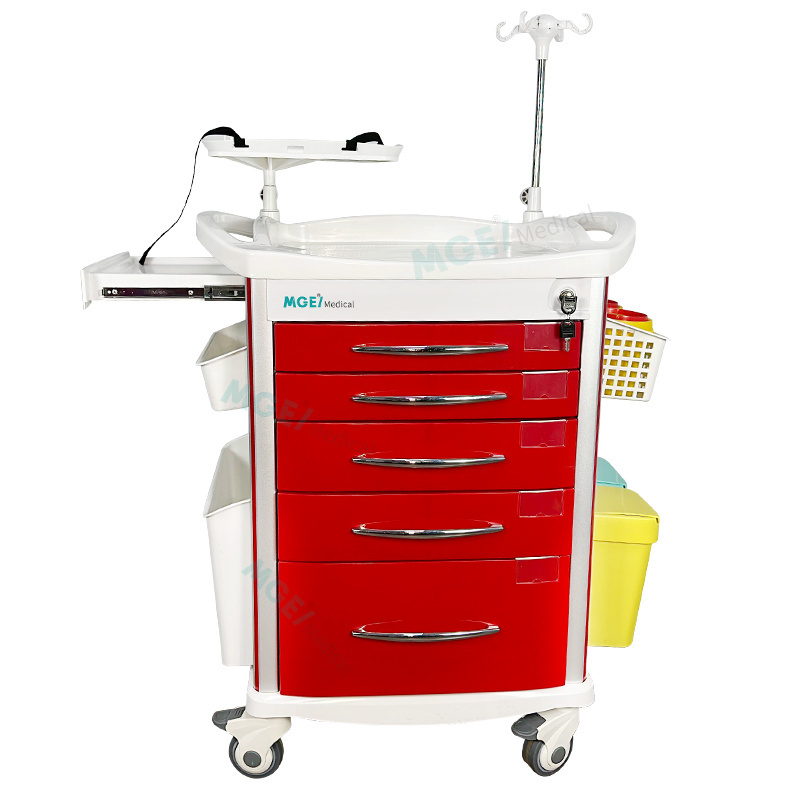 Medige Removable Trolleys Treatment ABS Anesthesia Medicine Trolley With Drawer Medical Trolley Cart For Hospital Or Clinic