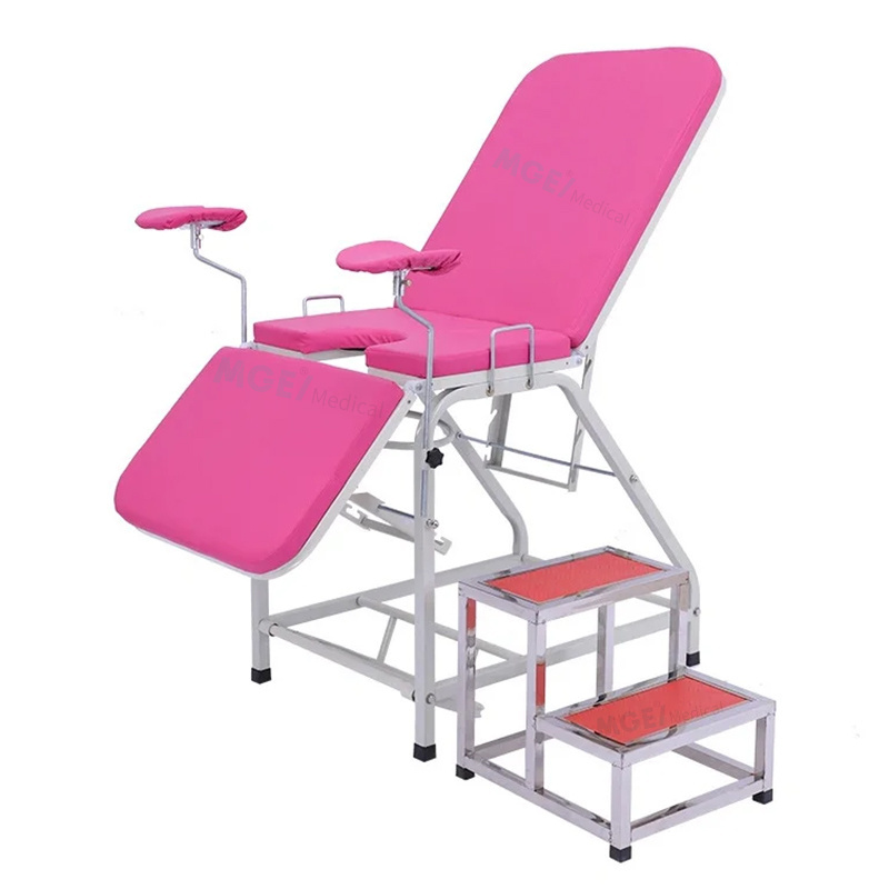 MEDIGE Stainless Steel Gynecological Delivery Bed Obstetric Labour Table Gynecological Examination Chair With Stirrup