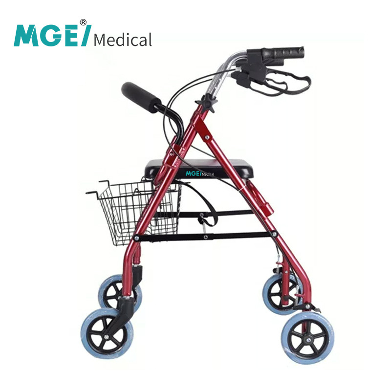 MGE-MWM13 Medige Factory Outlet Folding Rollator With Seat Portable Patient Adjustable Shopping Medical Outdoor Steel Rolla