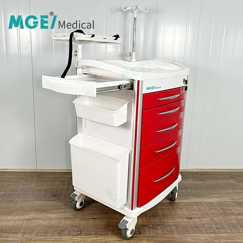 Medige Removable Trolleys Treatment ABS Anesthesia Medicine Trolley With Drawer Medical Trolley Cart For Hospital Or Clinic