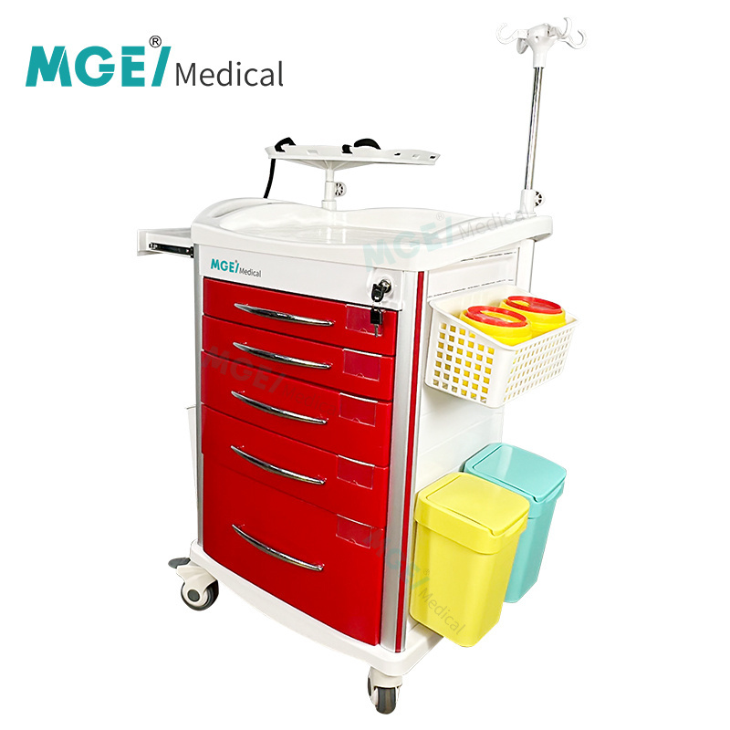 Medige Removable Trolleys Treatment ABS Anesthesia Medicine Trolley With Drawer Medical Trolley Cart For Hospital Or Clinic