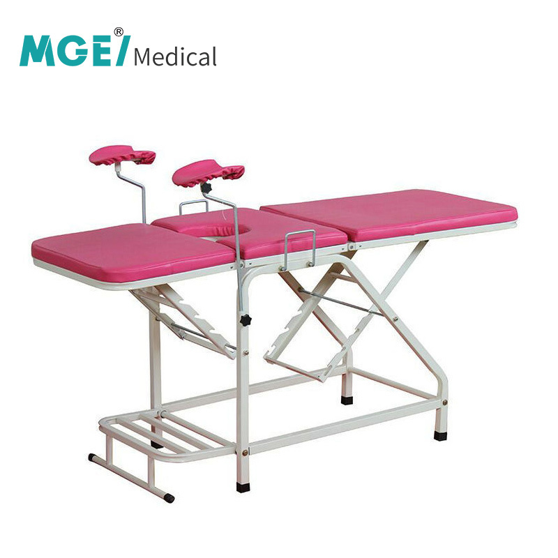 MEDIGE Stainless Steel Gynecological Delivery Bed Obstetric Labour Table Gynecological Examination Chair With Stirrup