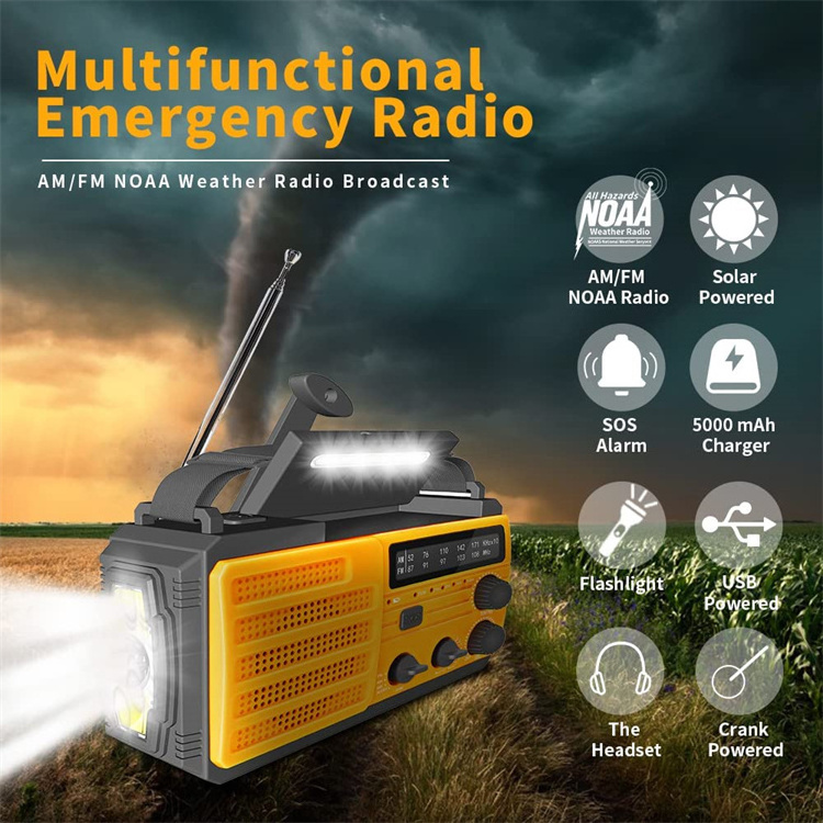 Power Bank Rechargeable 4000mAh Solar Panels LED Bright Flashlight Radio Emergency