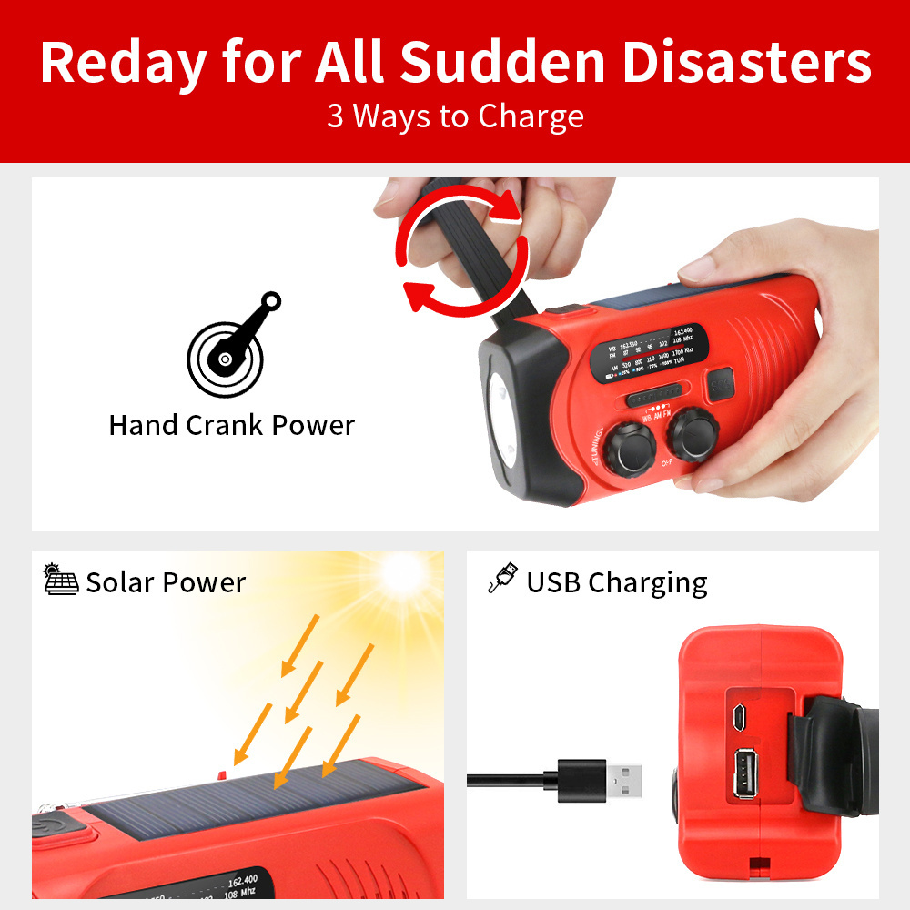 earthquake disaster solar hand crank radio camping outdoor mini emergency survival kits