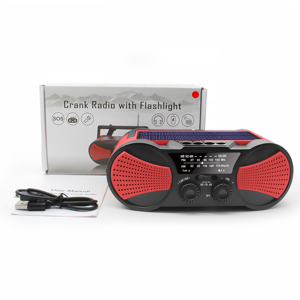 Hurricane 4000mAh Rechargeable solar powered radio mp3 Player am fm noaa solar crank radio orange