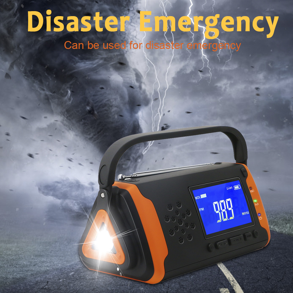 MEDING NOAA Emergency Weather Radio Portable Hand Crank Solar Weather Alert Radio NOAA AM FM with LED Flashlights