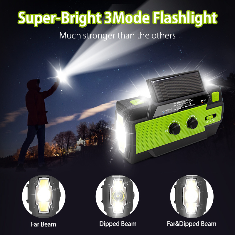 MD-090P hand crank light emergency solar flashlight crank radio md-090plus with light