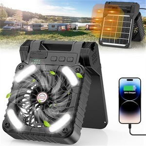 Outdoor Camping Light Portable with Solar Panel Multifunctional Solar Camping Fan