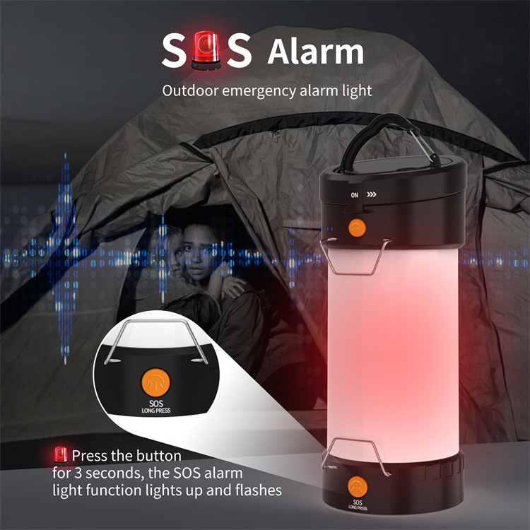 Portable Bright Camping Lantern Rechargeable 4000Mah SOS Warning Flash Light Camping