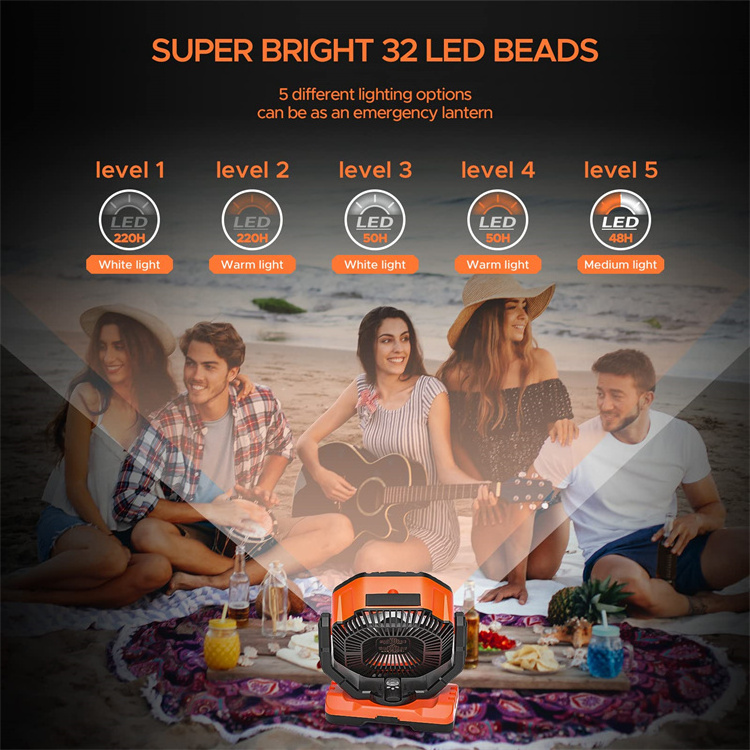 40000mAh Rechargeable Electric Industrial Camping Fan with LED Light Auto-Oscillating Desk Outdoor Tent Fan