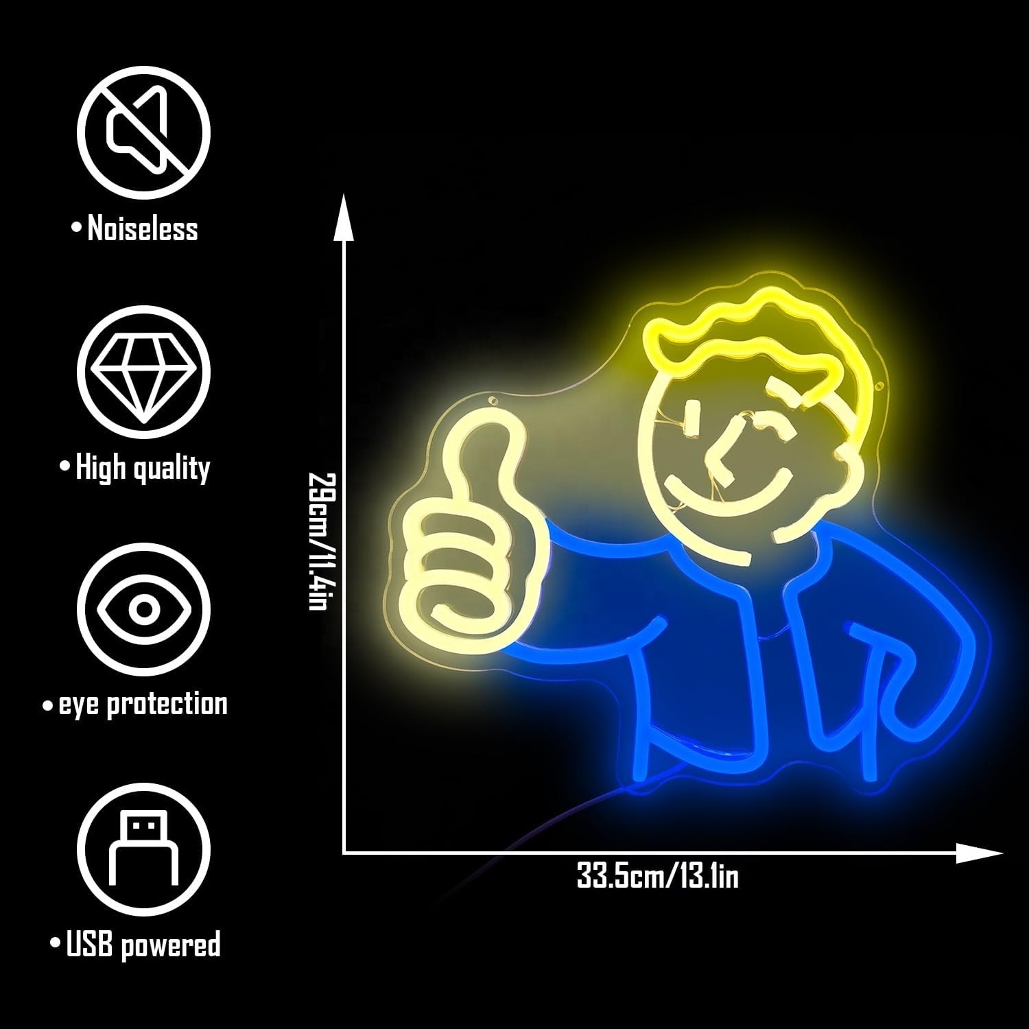 Fallout Neon Sign for Bedroom Vault Boy Dimmable Game Led Neon Signs for Wall Decor Neon Light Signs Light