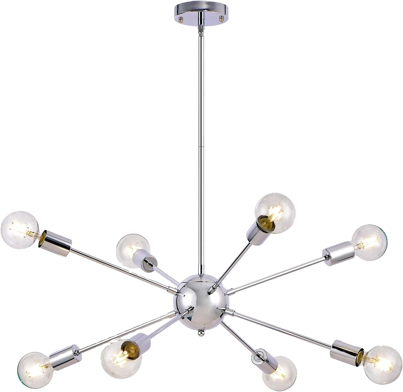 Modern Sputnik  Pendant Silver 8 Lights Chandelier Fixture Ceiling Light for Dining/Living Room Kitchen Island