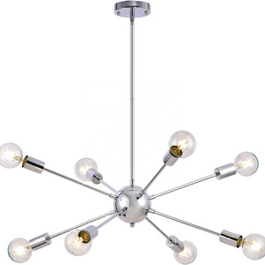 Modern Sputnik  Pendant Silver 8 Lights Chandelier Fixture Ceiling Light for Dining/Living Room Kitchen Island