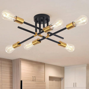 Sputnik Black and Gold LightMount 6- Ceiling Light  Mount Fixture Ceiling light Semi Flush Chandeliers